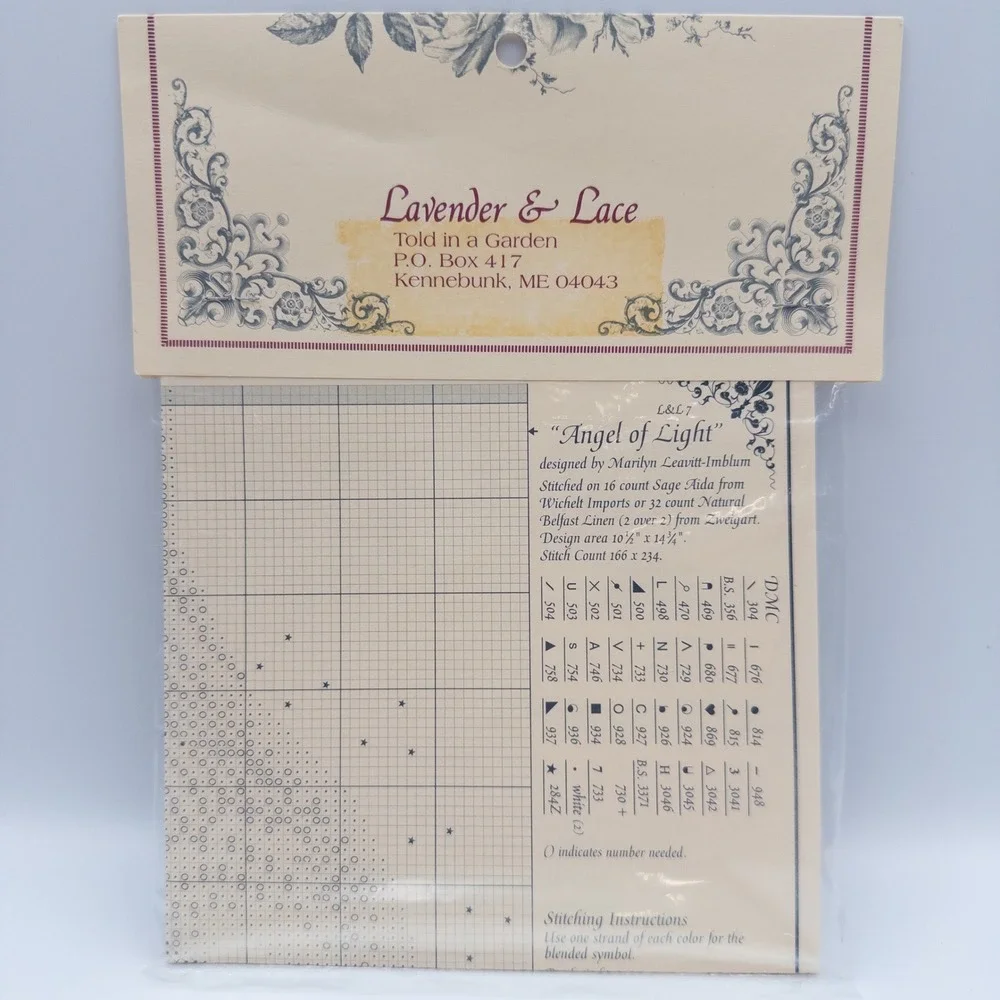 Vintage Lavender & Lace Angel of Light NIP Cross Stitch Pattern L&L 7 Victorian